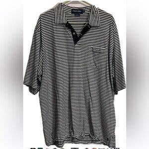 Polo Golf Ralph Lauren Men’s Pima Cotton B&W Striped XL Polo Shirt with pocket